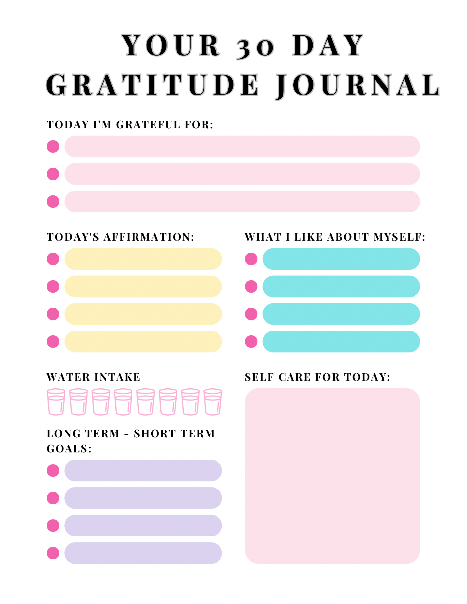 PRINTABLE 30 DAY GRATITUDE & AFFIRMATION JOURNAL