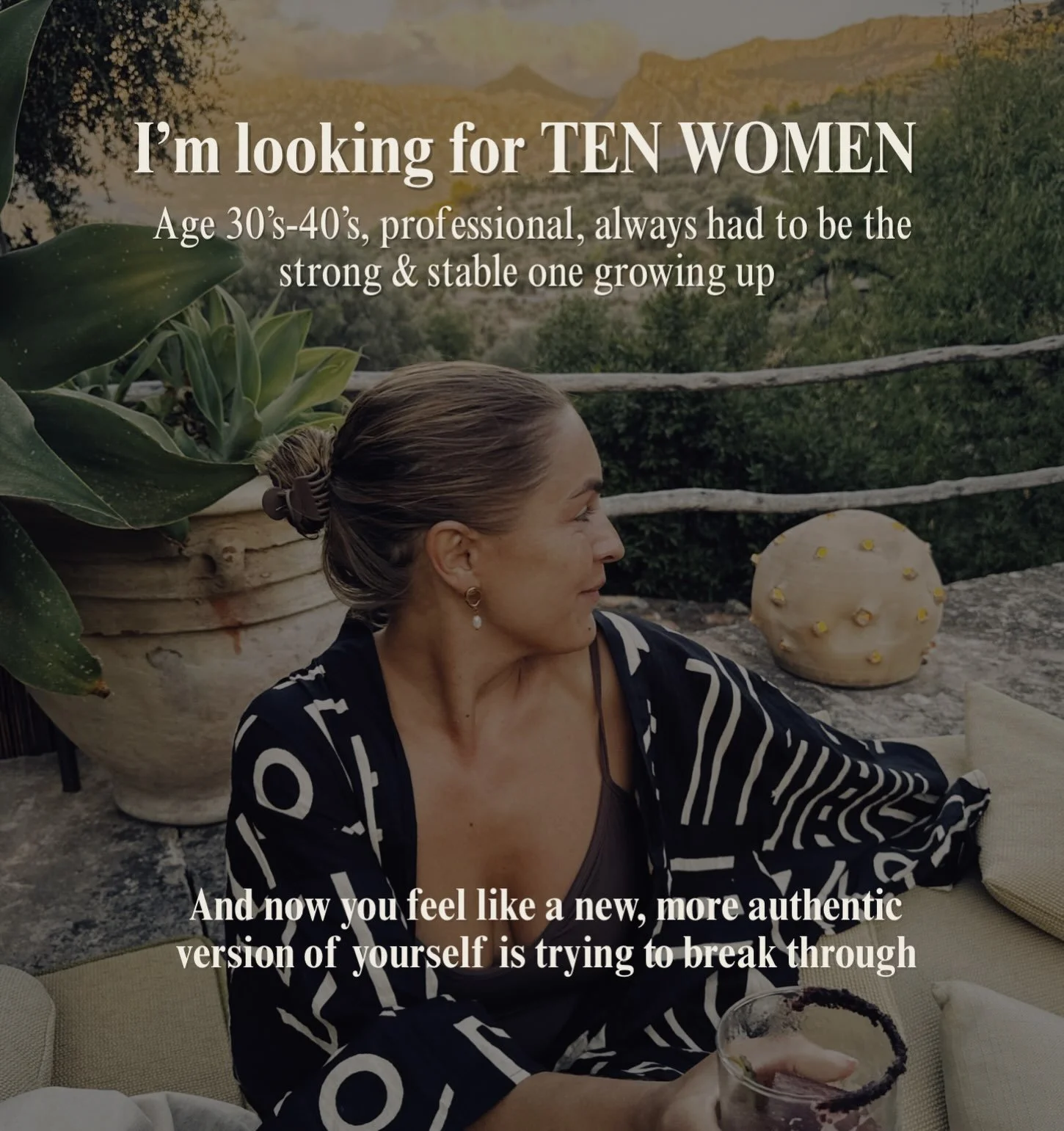 ~ Hello my fam! ~

I&rsquo;m looking for TEN WOMEN who are:
Professionals 
Millennials ish - 30&rsquo;s-40&rsquo;s 
Who had to be the strong, stable ones growing up. 
And who have created some success for yourself. 
But now, there&rsquo;s a deeper ve