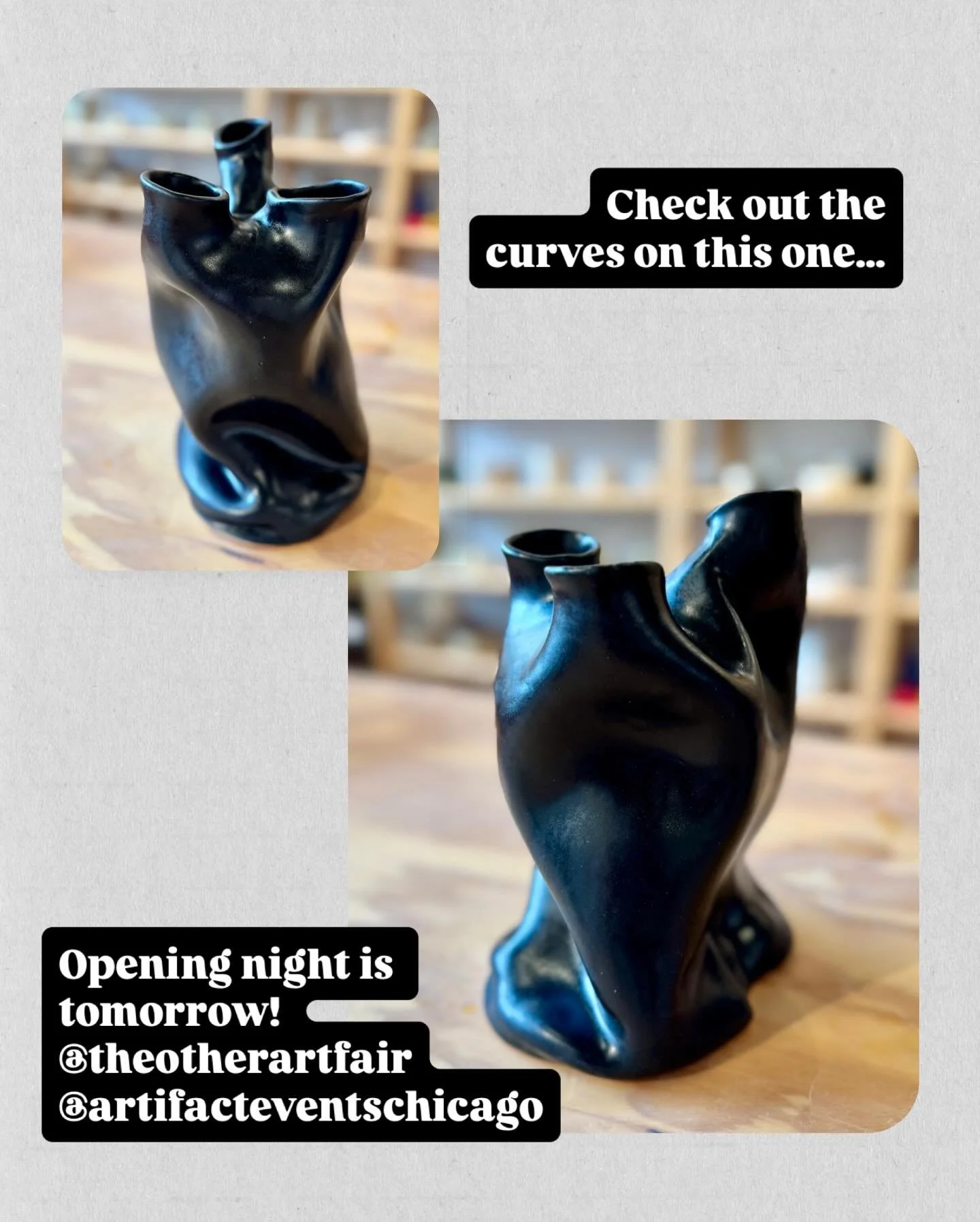 Another new vase ready for The Other Art Fair at Artifact Events in Chicago. Find me at Booth 113 and bring this baby home. Opening night is tomorrow, but I&rsquo;ll be there all weekend (April 9-12)! 

Book your tickets now with a 20% off discount l