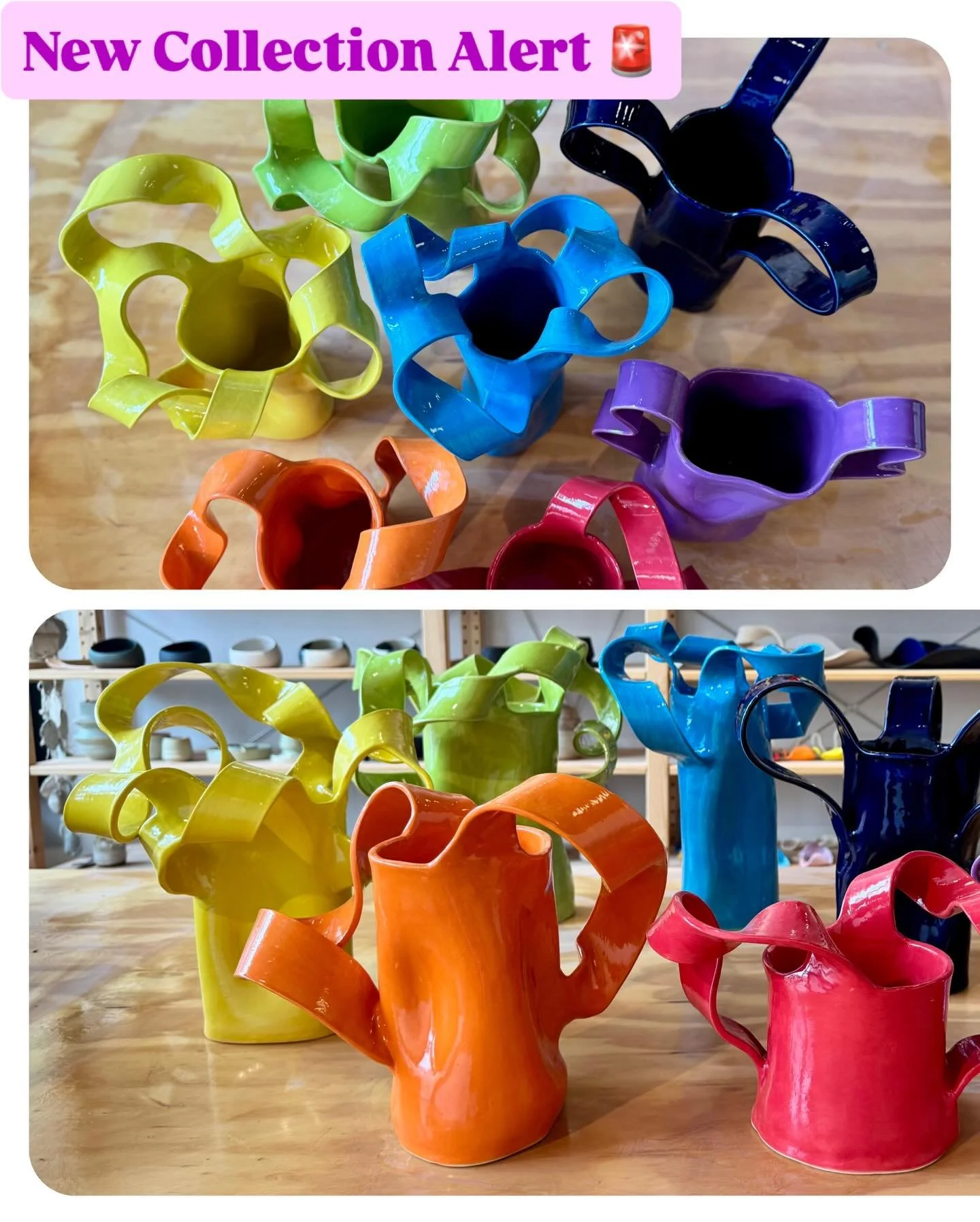 I&rsquo;m so pleased with how well this cheerful 🌈 collection turned out. These were fun to make, experimenting with new forms and glazes. 

Will be available at my open studio this weekend! @dempster_design_row @evanston_made 

 

#ceramics #cerami