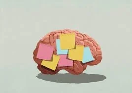 a brain indicating memory issues using sticky notes