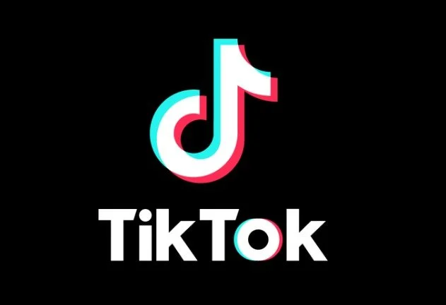 TikTok logo with text 'TikTok' below it on a black background.