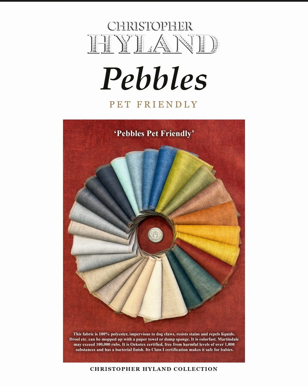 Pebbles Pet Friendly: the performance weave built for real life 🐾

100% polyester with a soft pebbled hand, made to stand up to kids, pets, and everyday wear. Easy to clean, hard to wear out &mdash; available now in 25 colorways.

&middot; 100% Poly