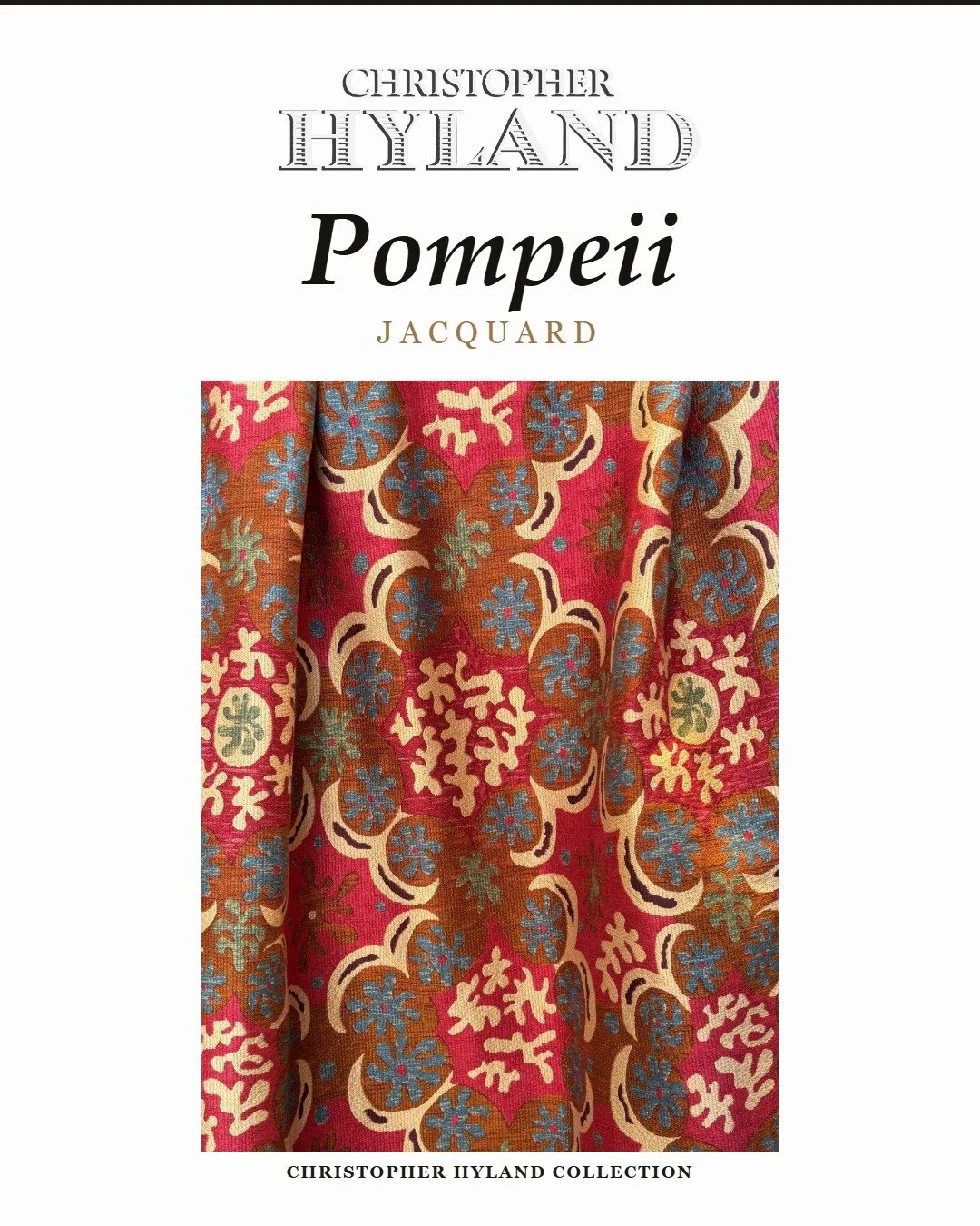 Introducing Pompeii Jacquard

A viscose-and-polyester jacquard from the Christopher Hyland Collection, with a soft, fluid luster and the structure to hold up to real use. Available now in five colorways.

&middot; 85% Viscose / 15% Polyester &middot;