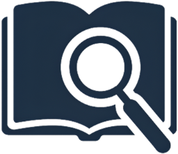 icon - magnifying glass over open book