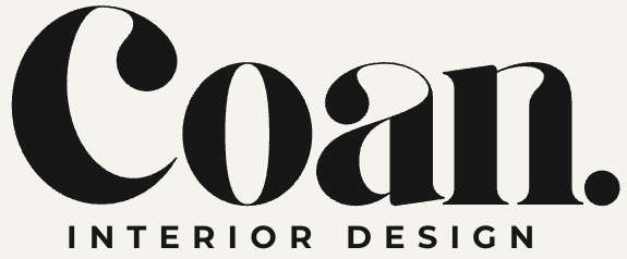 Logo for Coan Interior Design featuring black text on a white background
