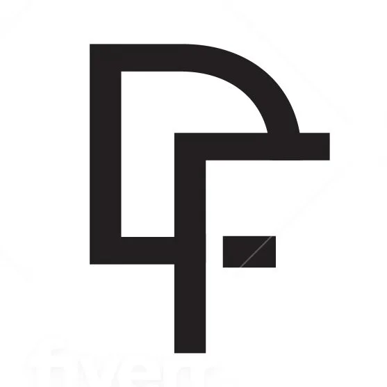 Black abstract geometric logo on a white background.