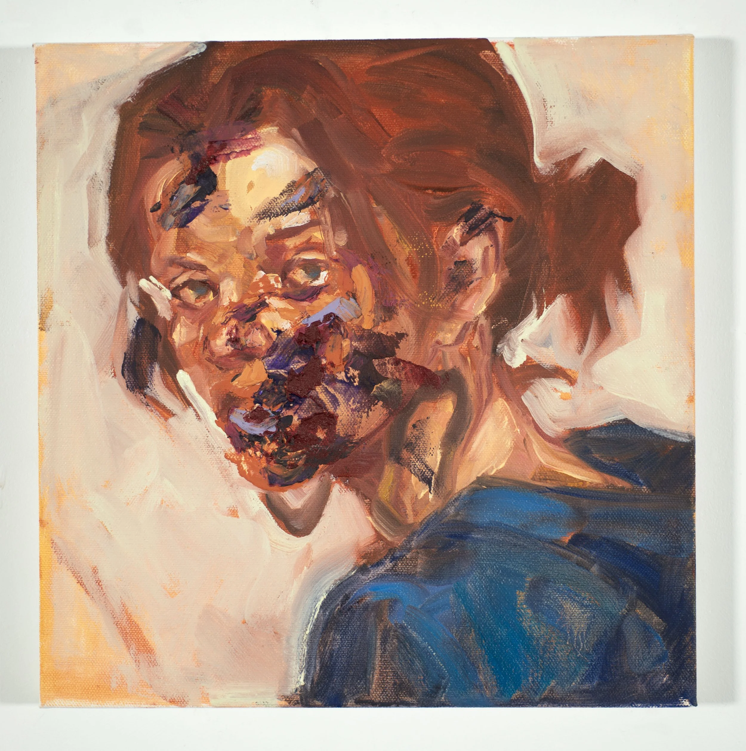 S Head,
Oil and coldwax on canvas,
12" x 12"