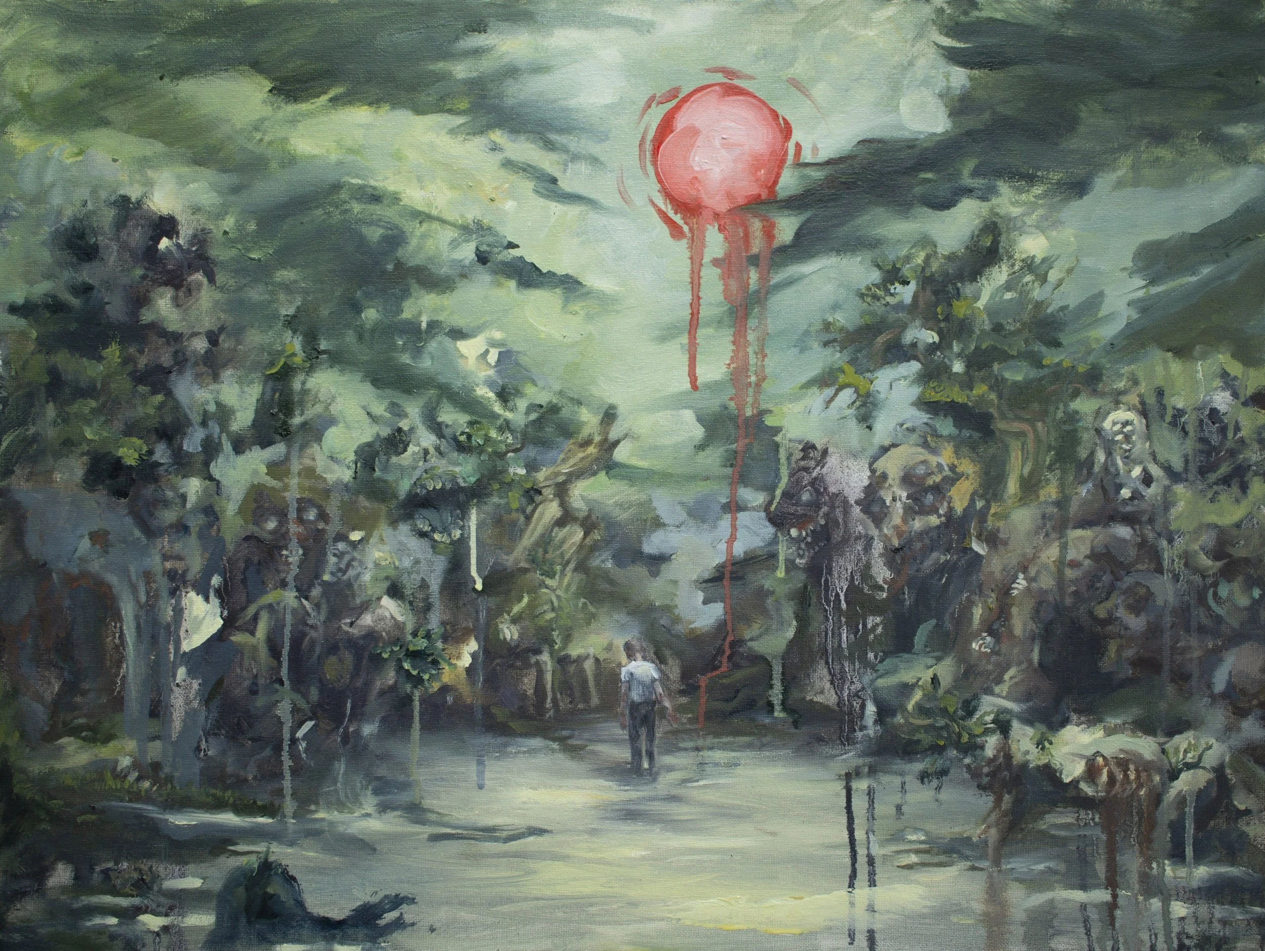 Blood Moon Rising,
Oil on canvas,
18" x 24"