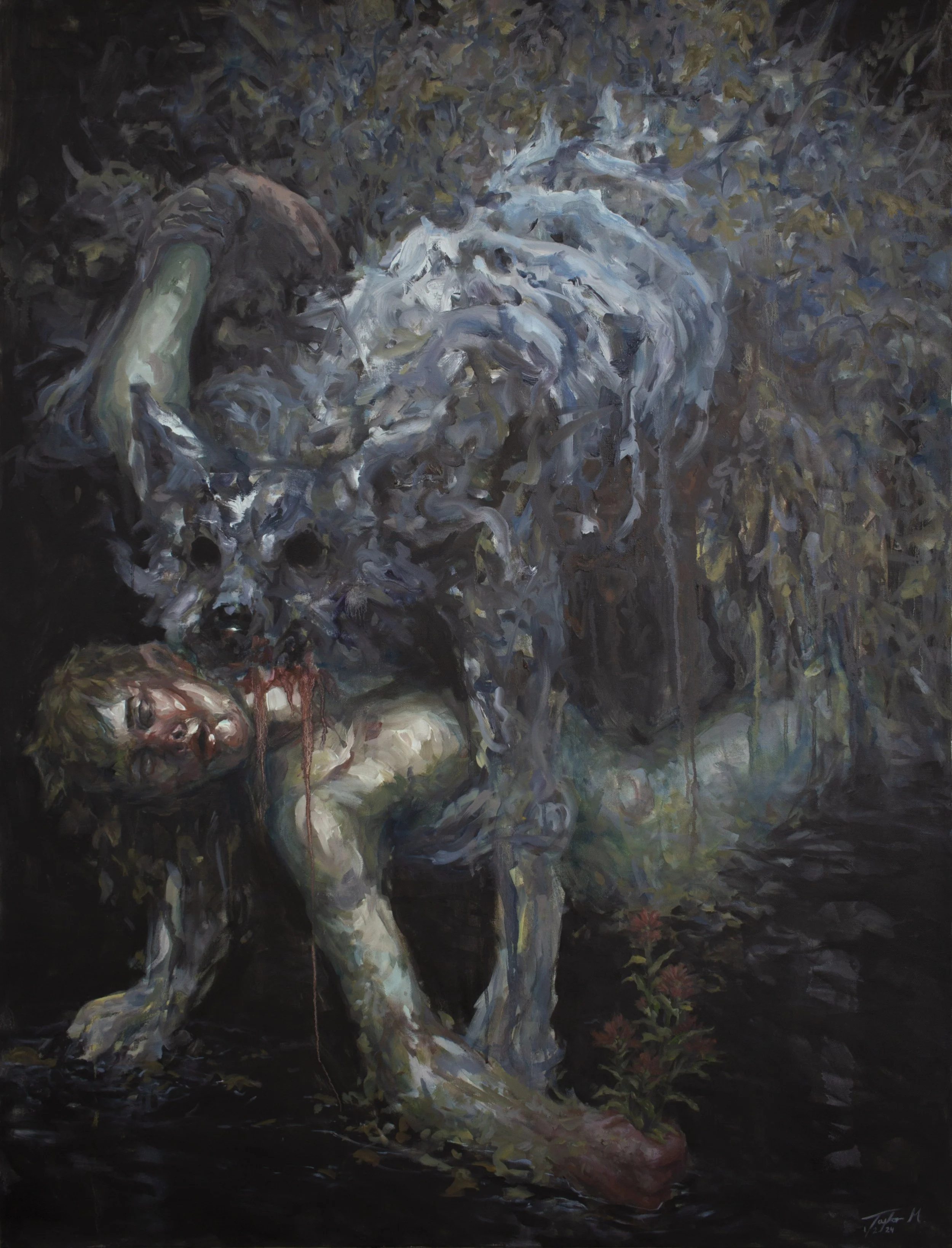 Winter Wo[lv]es,
Oil on canvas,
48" x 36"