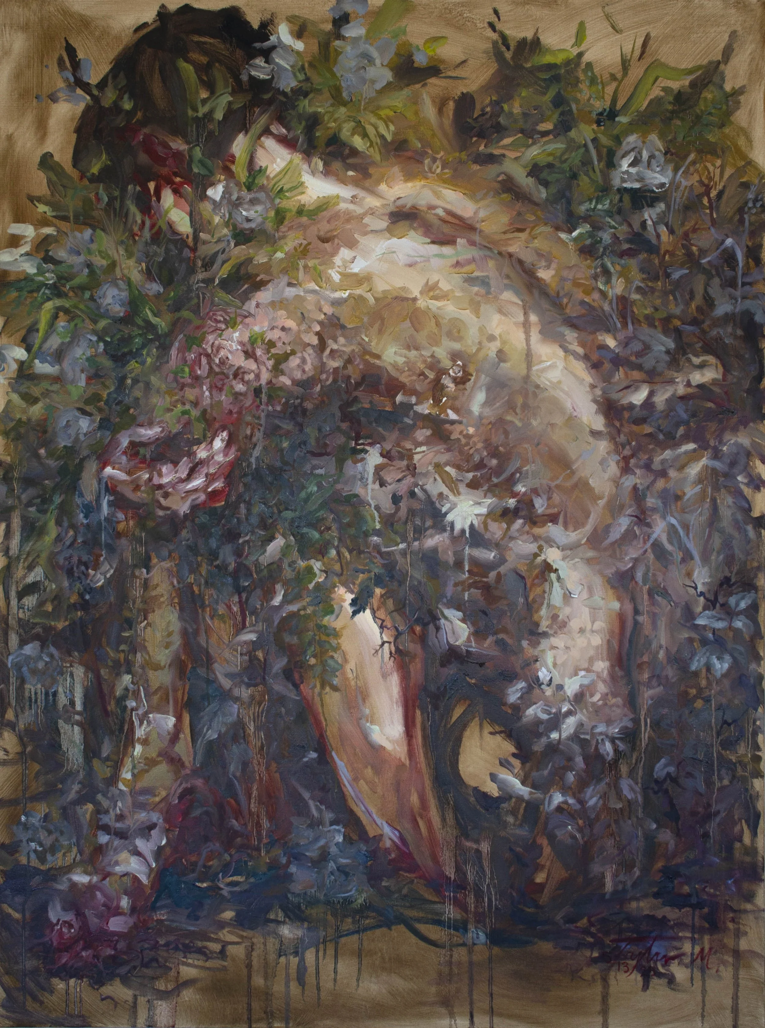 Fragilely Gradually & Surrounding,
Oil on canvas,
48" x 36"