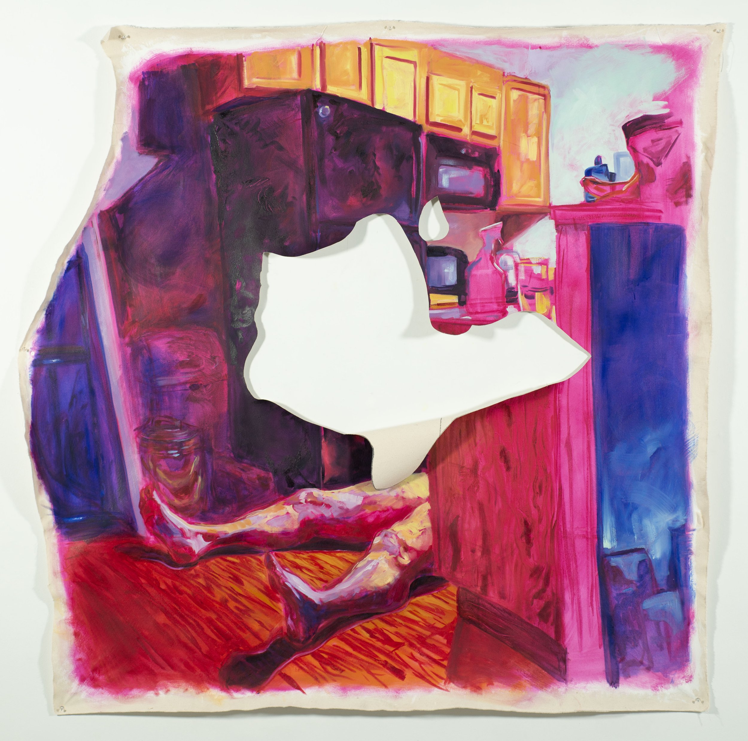White Noise Hunger,
Oil on unstretched canvas,
62.5" x  53"