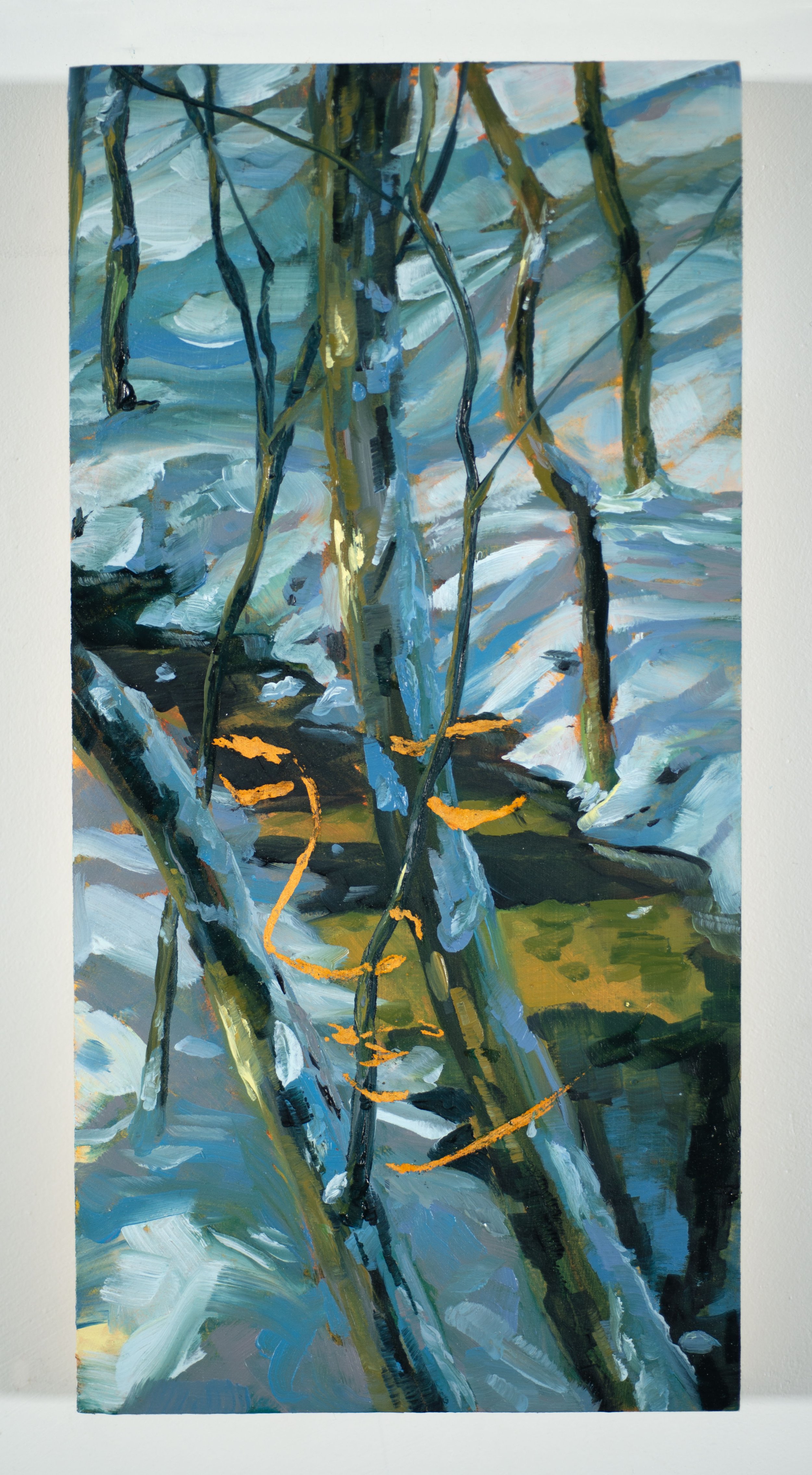 Snowy Creek,
Oil on panel,
12" x  6"