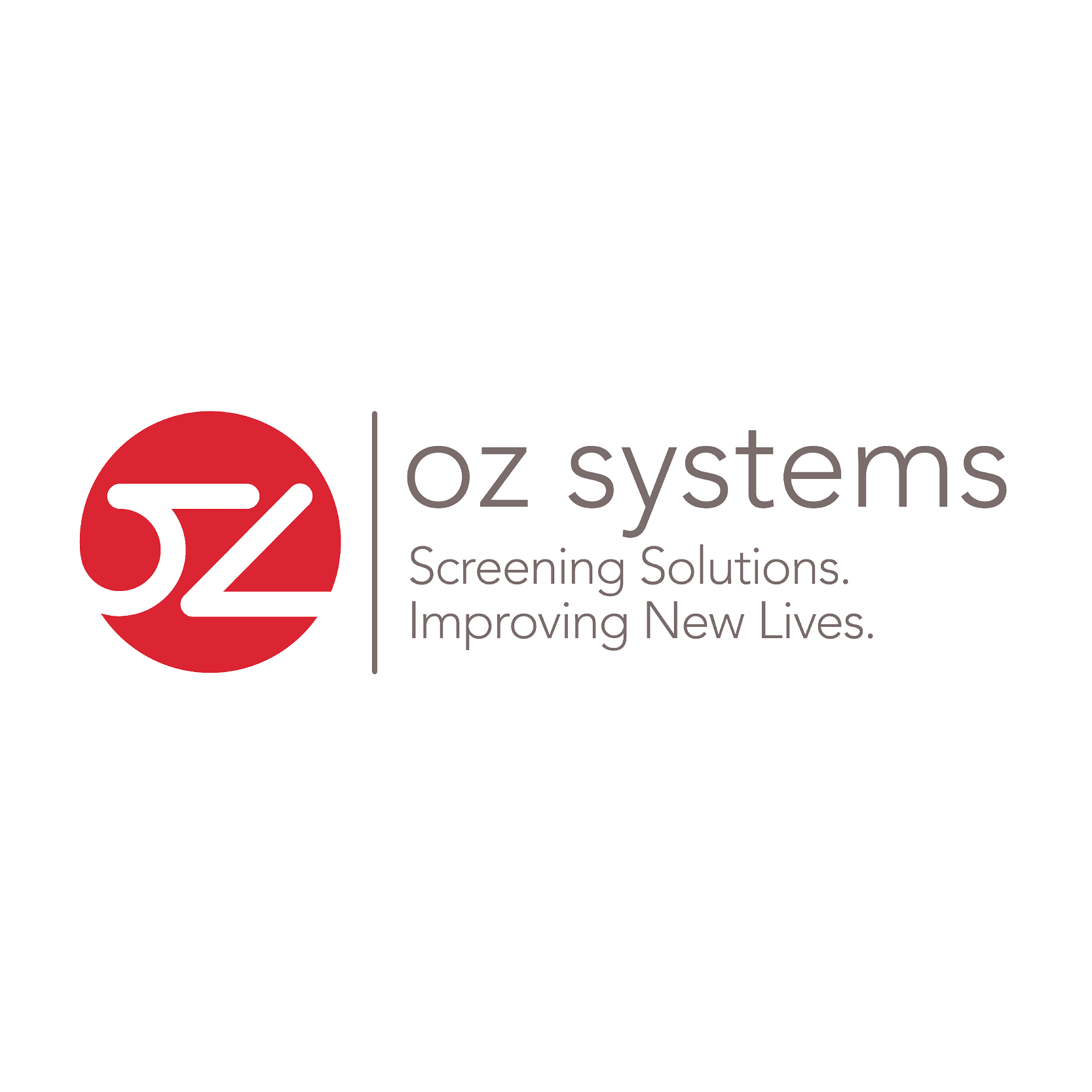 Logo of oz systems with the tagline "Screening Solutions. Improving New Lives."