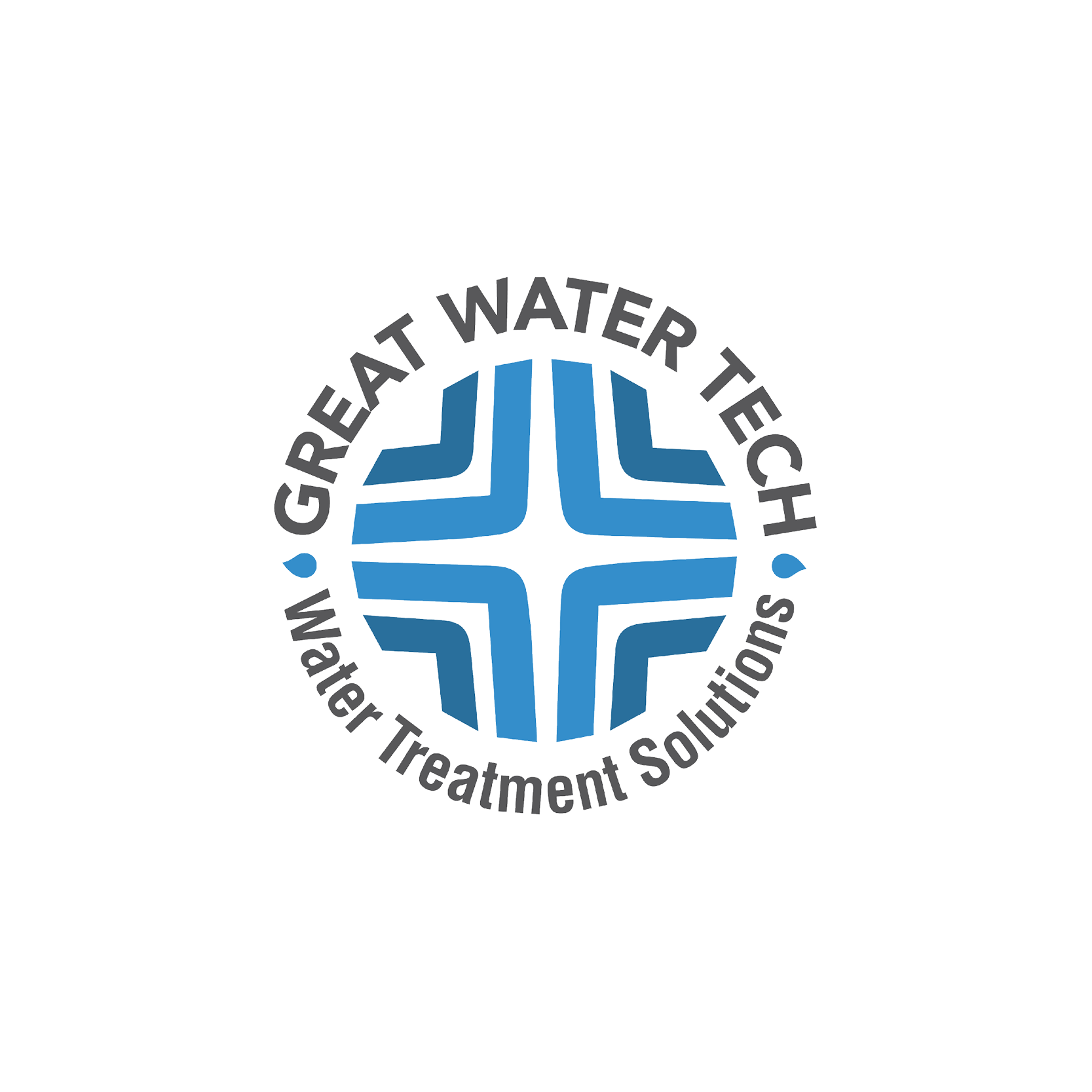 Logo for Great Water Tech with a circular blue and white design and black text reading 'Great Water Tech' and 'Water Treatment Solutions'.