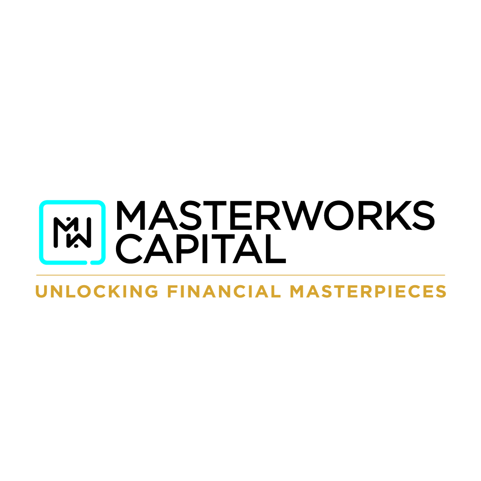 Masterworks Capital logo with the tagline "Unlocking Financial Masterpieces" on a black background.