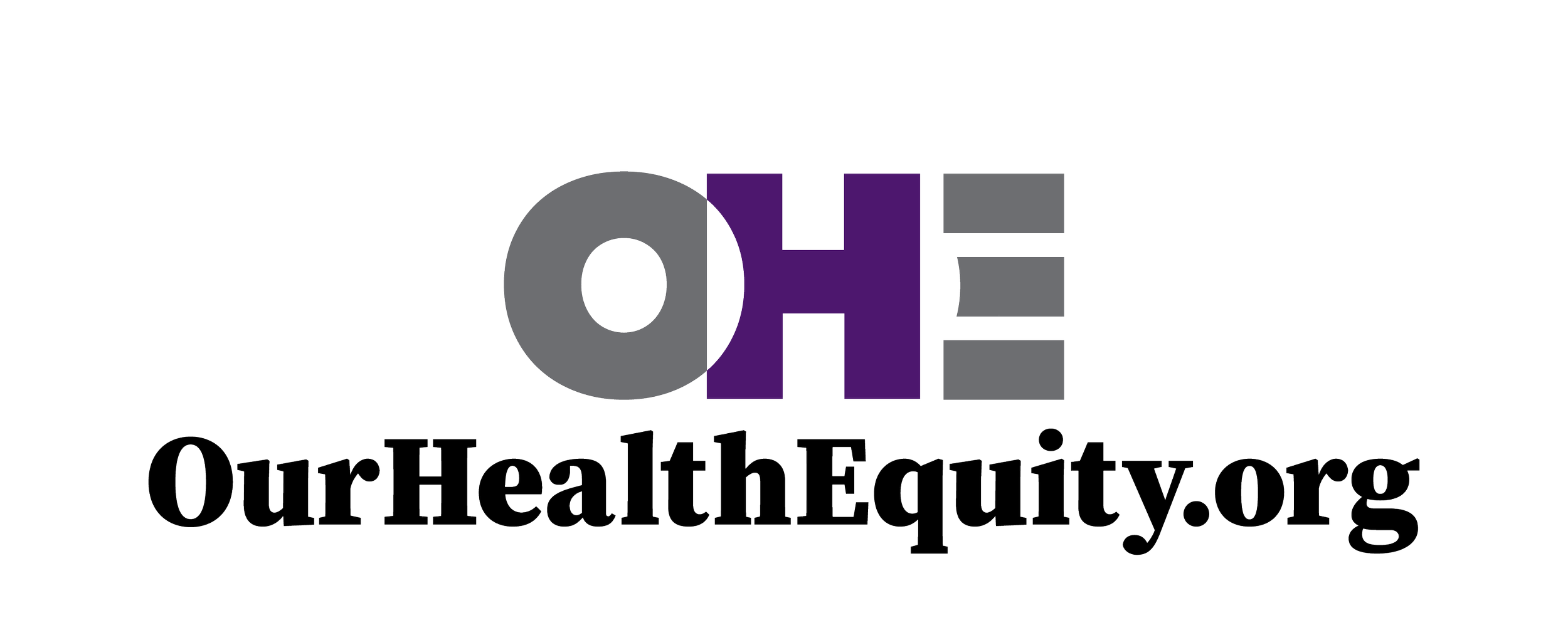 Logo of OurHealthEquity.org with stylized letters O, H, E and the website URL.
