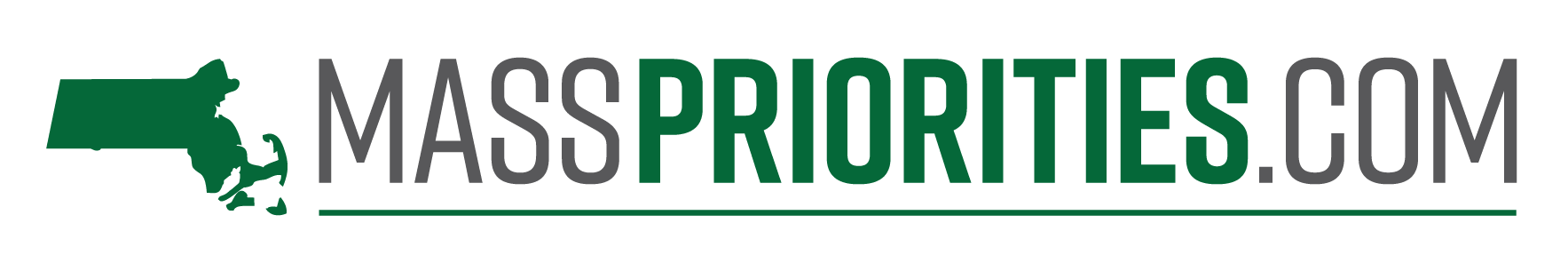 Logo for masspriorities.com with a green outline map of Massachusetts and text in black and green.