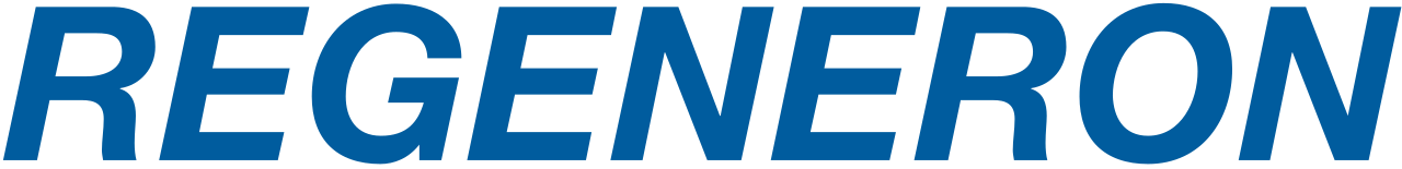 The word Regeneron in italic all caps in a medium blue.