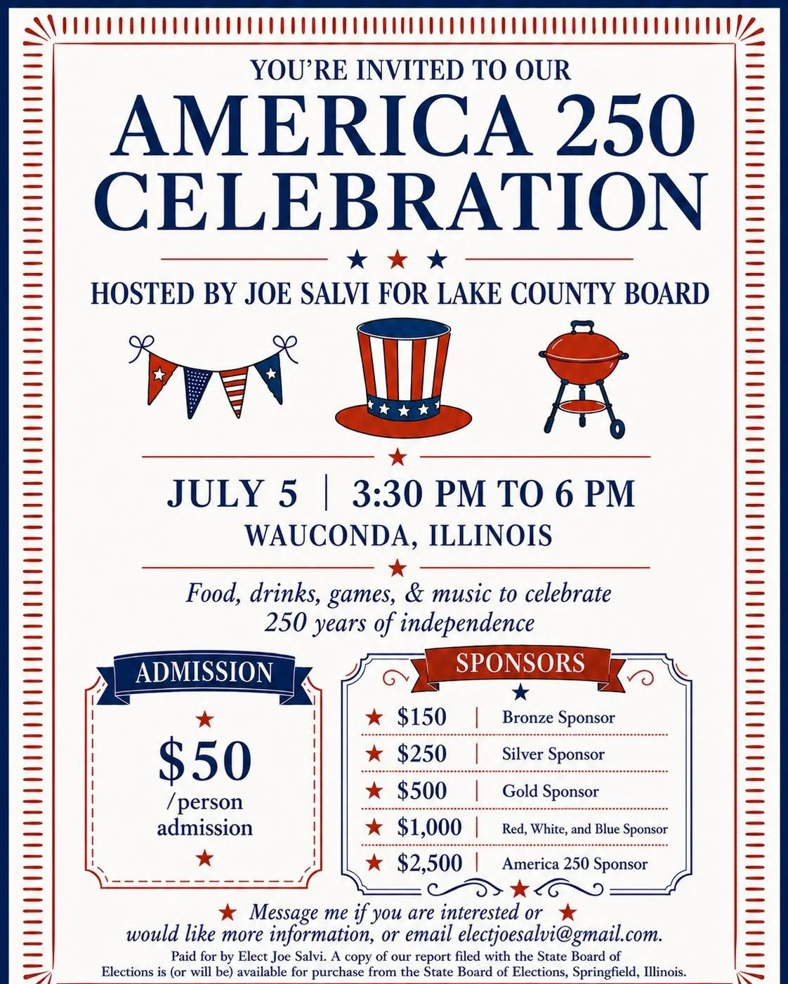Join Us July 5th for an America 250 Celebration Fundraiser