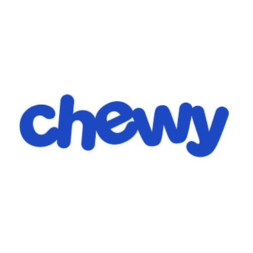A black background with the word "chewy" written in blue, bold, lowercase letters.