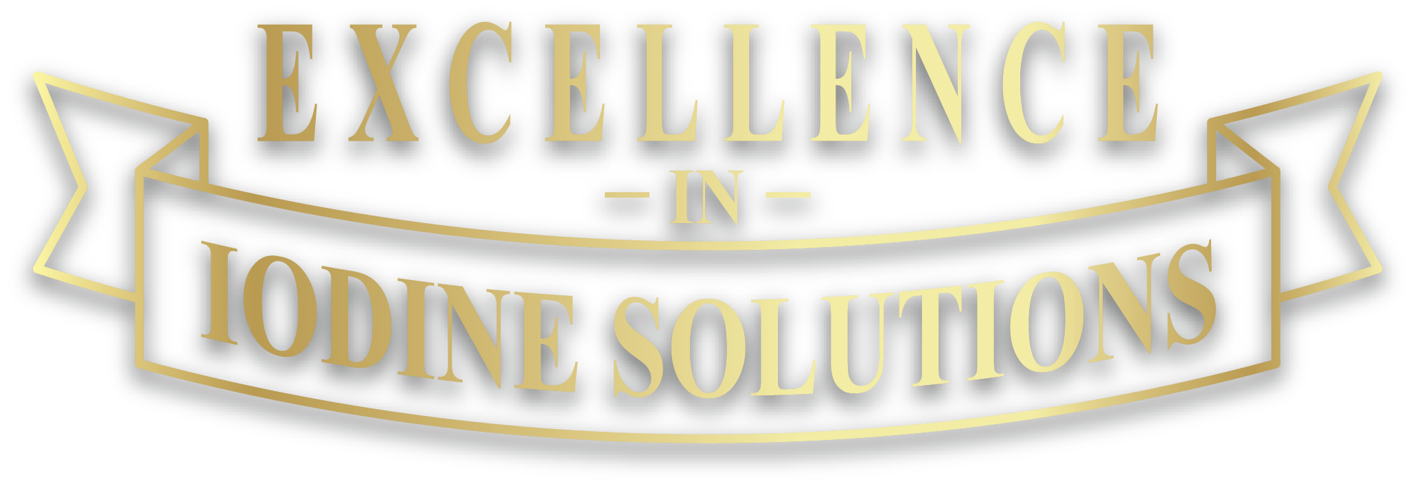 Dr. Dyne Gold text on black background reading 'Excellence in iodine Solutions', with decorative flags on sides.