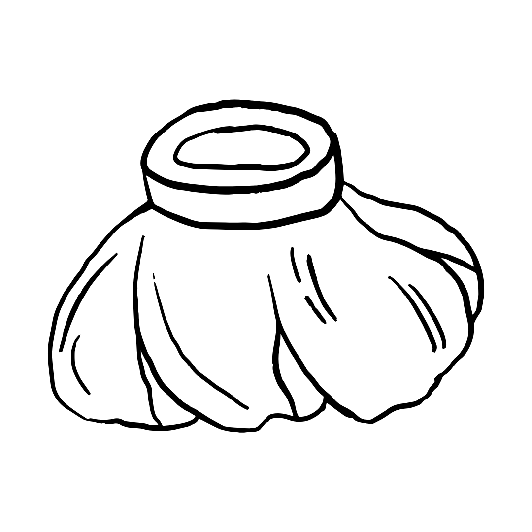 Black and white illustration of a garlic bulb with a partially removed clove