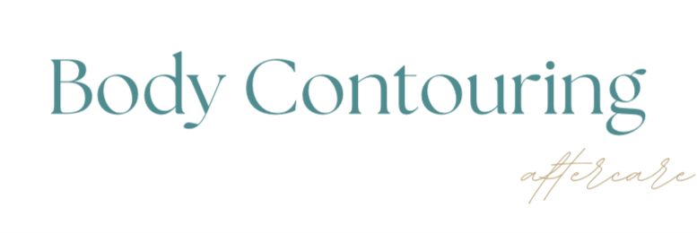 Text reading "Body Contouring" with smaller text "aftercare" in cursive.