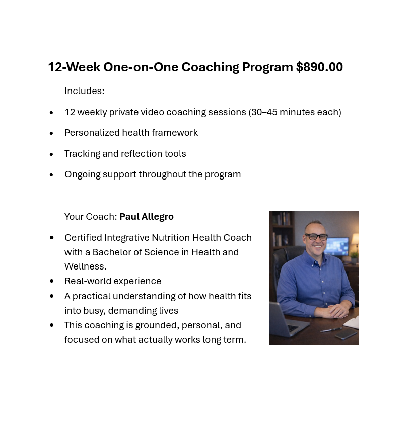 Coaching 12 Week Package