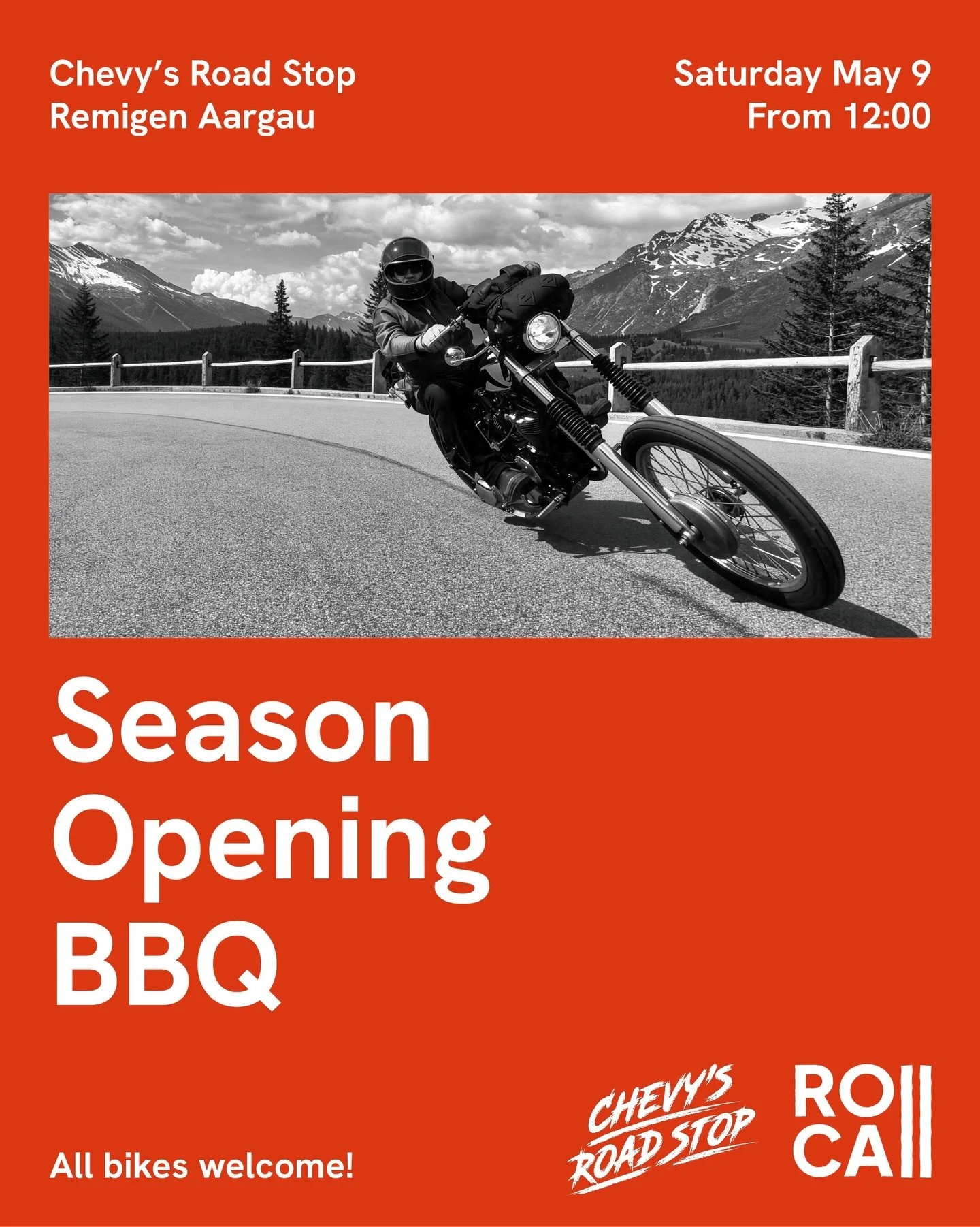🚨SAVE THE DATE!🚨 Join the Roll Call crew for a season opening party at @chevys_road_stop Saturday, May 9 from 12:00 on. 

This is an open invitation pre party. The main Roll Call event is still June 27 in Baden. 

🚨TERMIN VORMERKEN!🚨
Ihr seid her