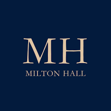 Milton Hall logo with large initials M and H and the words 'Milton Hall' underneath on a dark blue background.