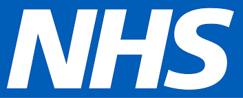 NHS logo on a blue background