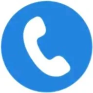 Blue circle with white telephone handset icon
