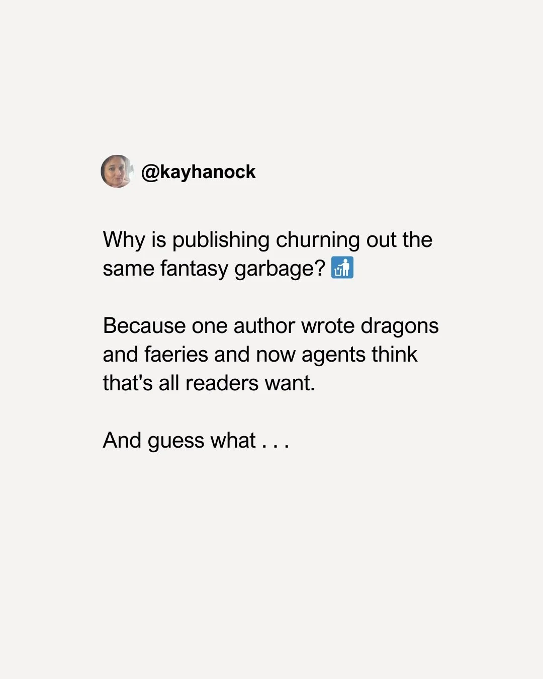 Publishing is broken. Tell me I&rsquo;m wrong.

The good news: I&rsquo;m writing vampires that don&rsquo;t sparkle OR brood in castles. They argue about fabric swatches and drink terrible Scotch. And yes, they&rsquo;re still terrifying.&nbsp;

Trad p