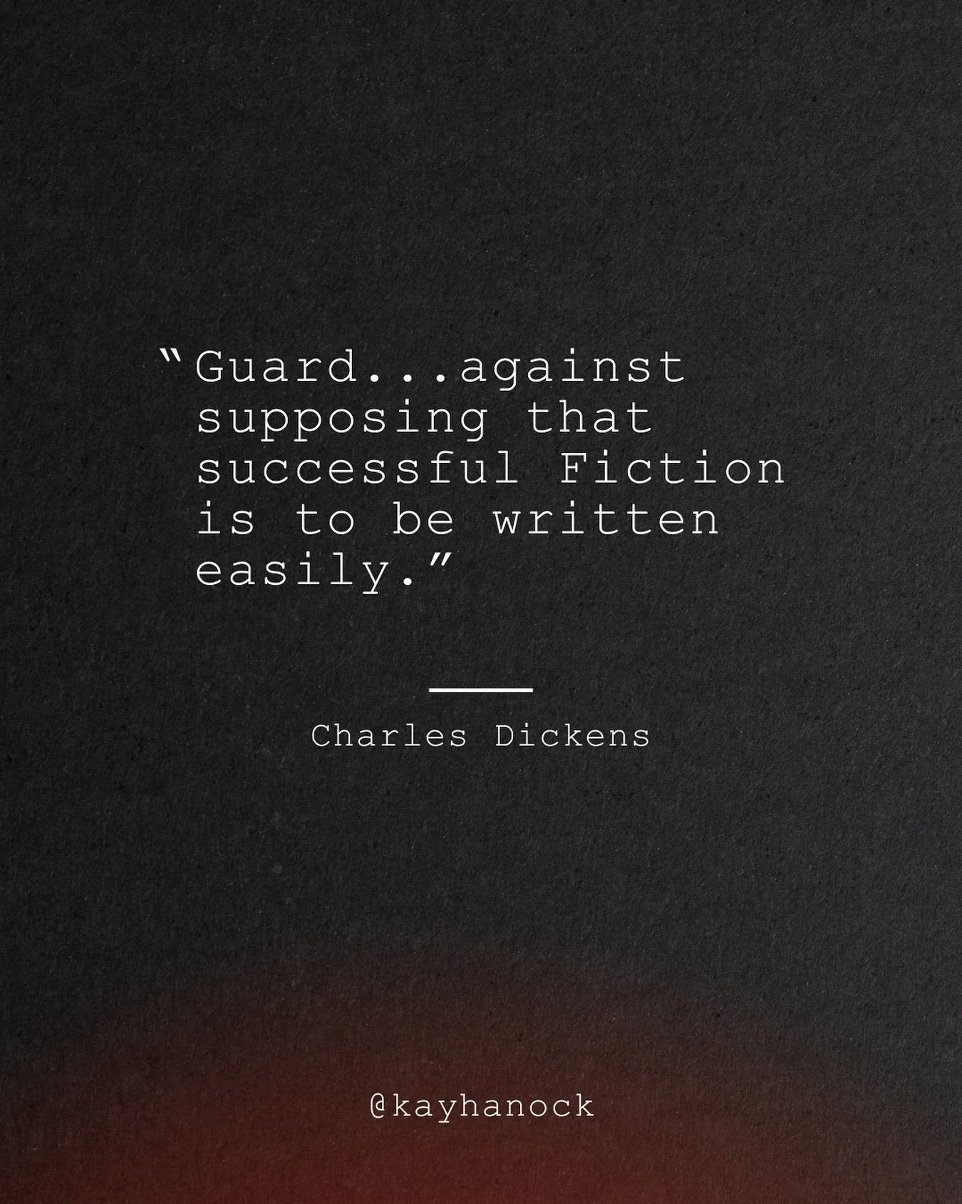 Nothing good is ever easy. 🖤

&ldquo;Guard&hellip;against supposing that successful Fiction is to be written easily. Patience, attention, seclusion, consideration, courage to reject what comes uppermost, and to try for something better below it.&rdq