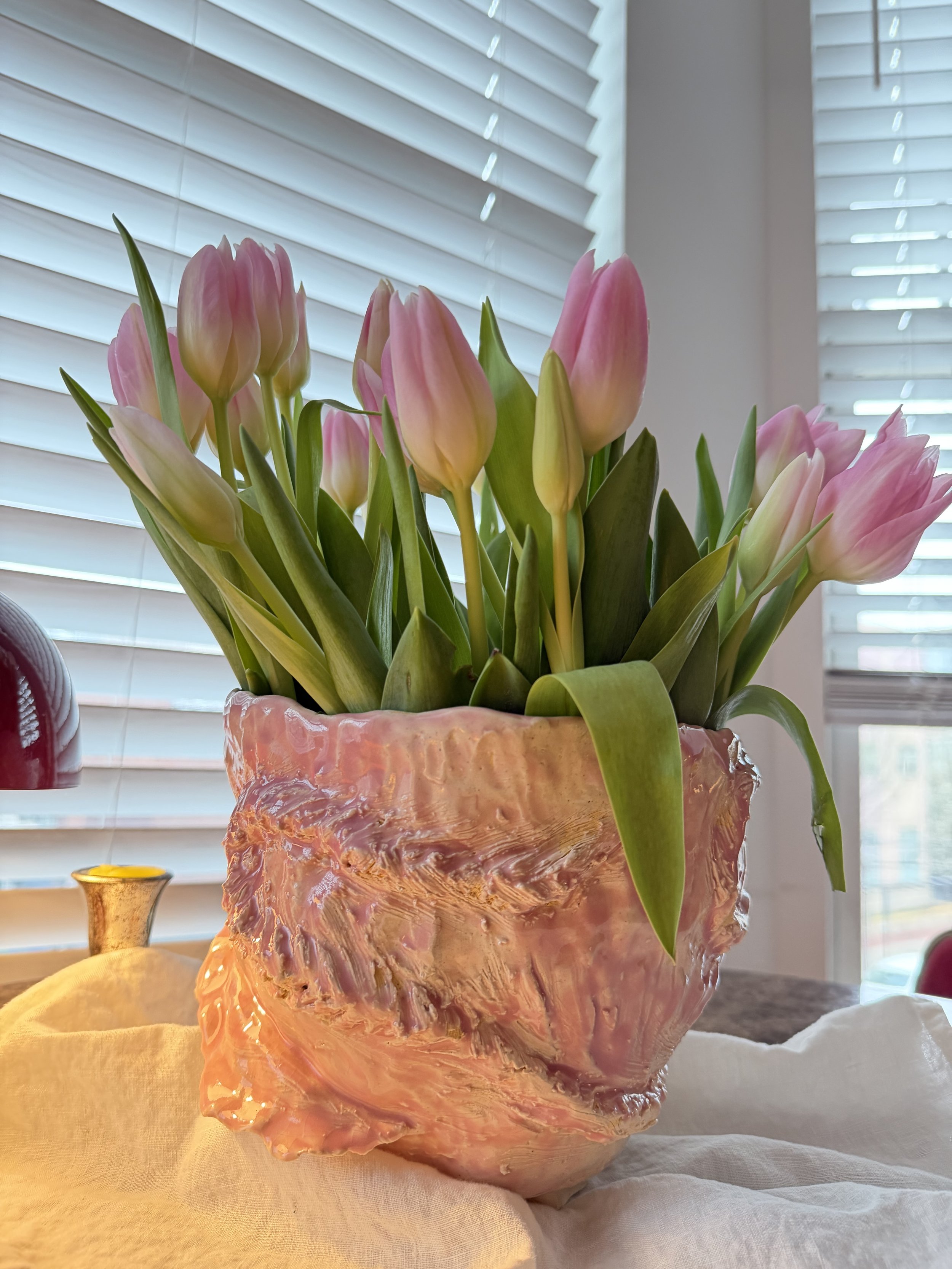 Pink ceramic vessel