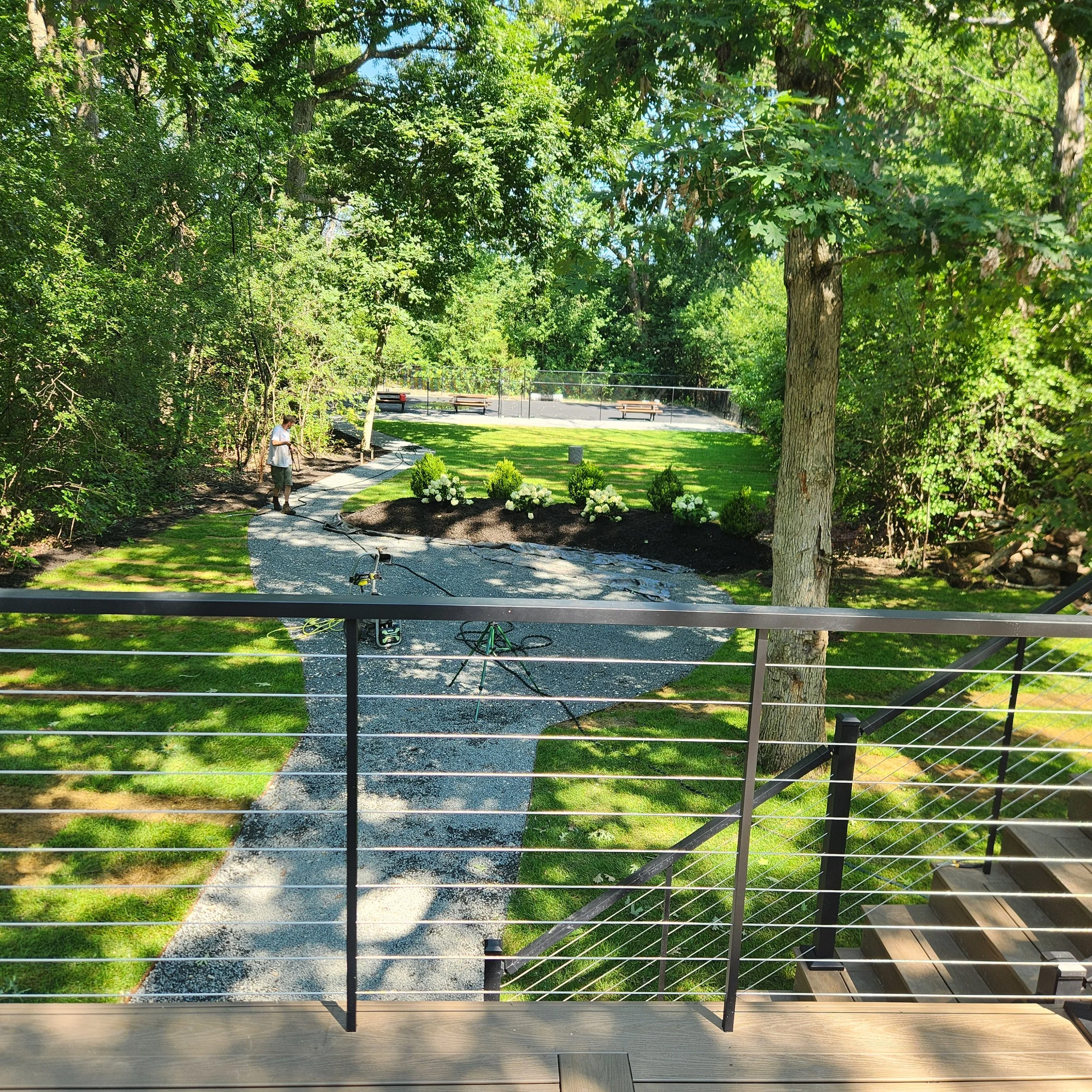 Pickleball court and custom backyard jn Lincolnshire