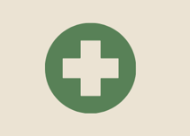 White medical cross inside a green circle