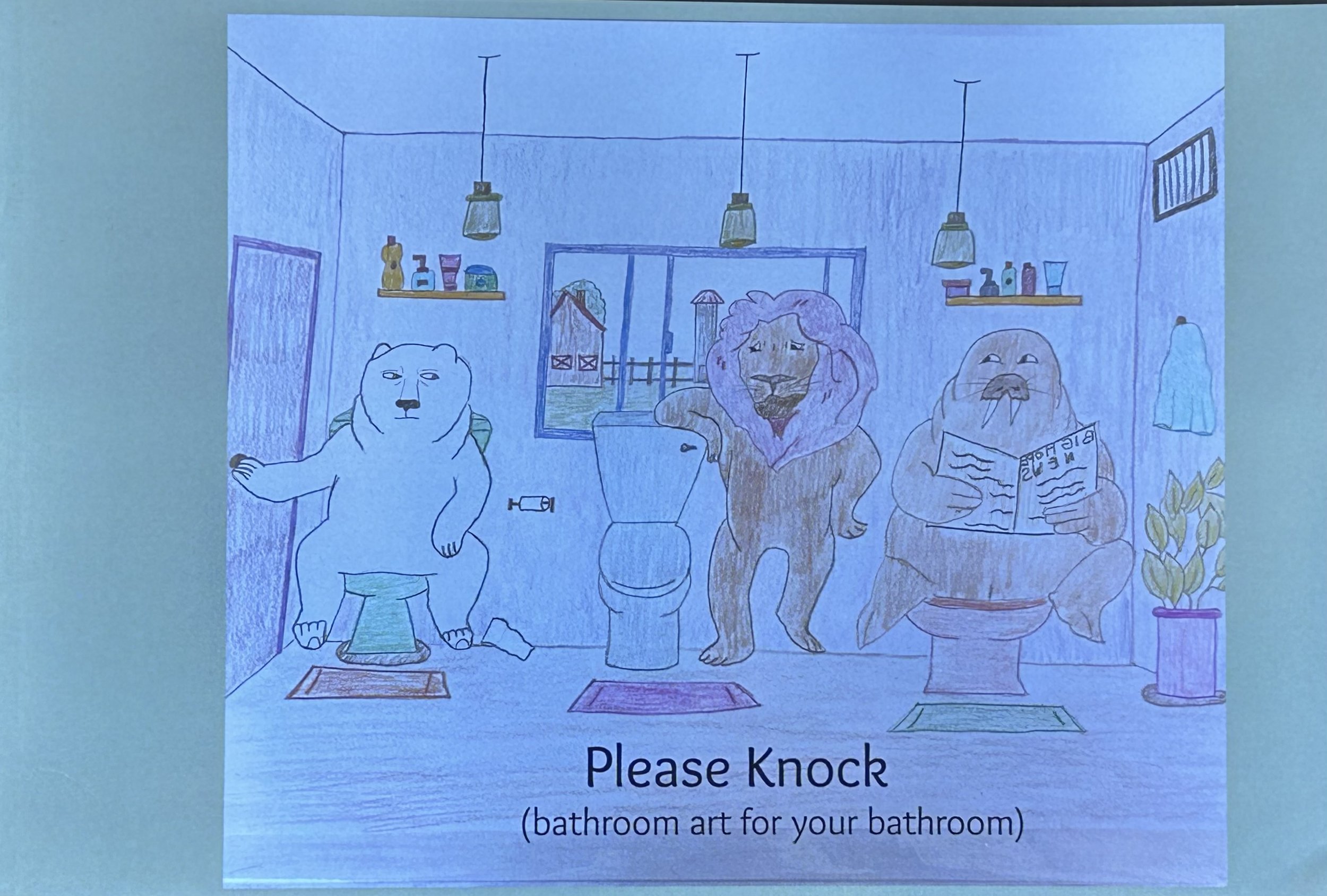 Please Knock - bathroom art for your bathroom