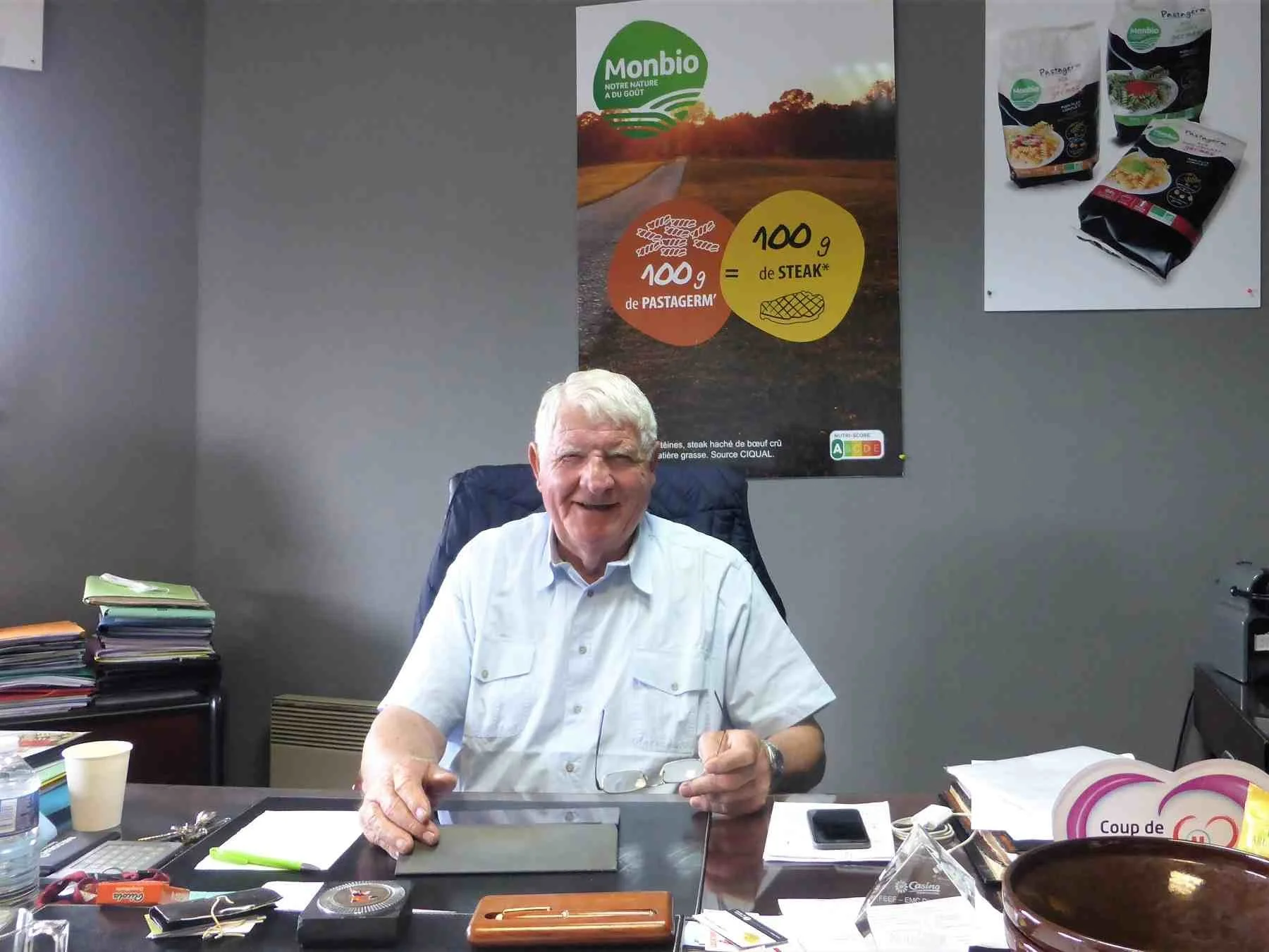 Laurent Spanghero in his office in Castelnaudary.  Famous on the rugby field, so famous as a meat merchant that he became known as the King of Cassoulet, M. Spanghero recently decided to focus on dishes that are 100% vegetarian.