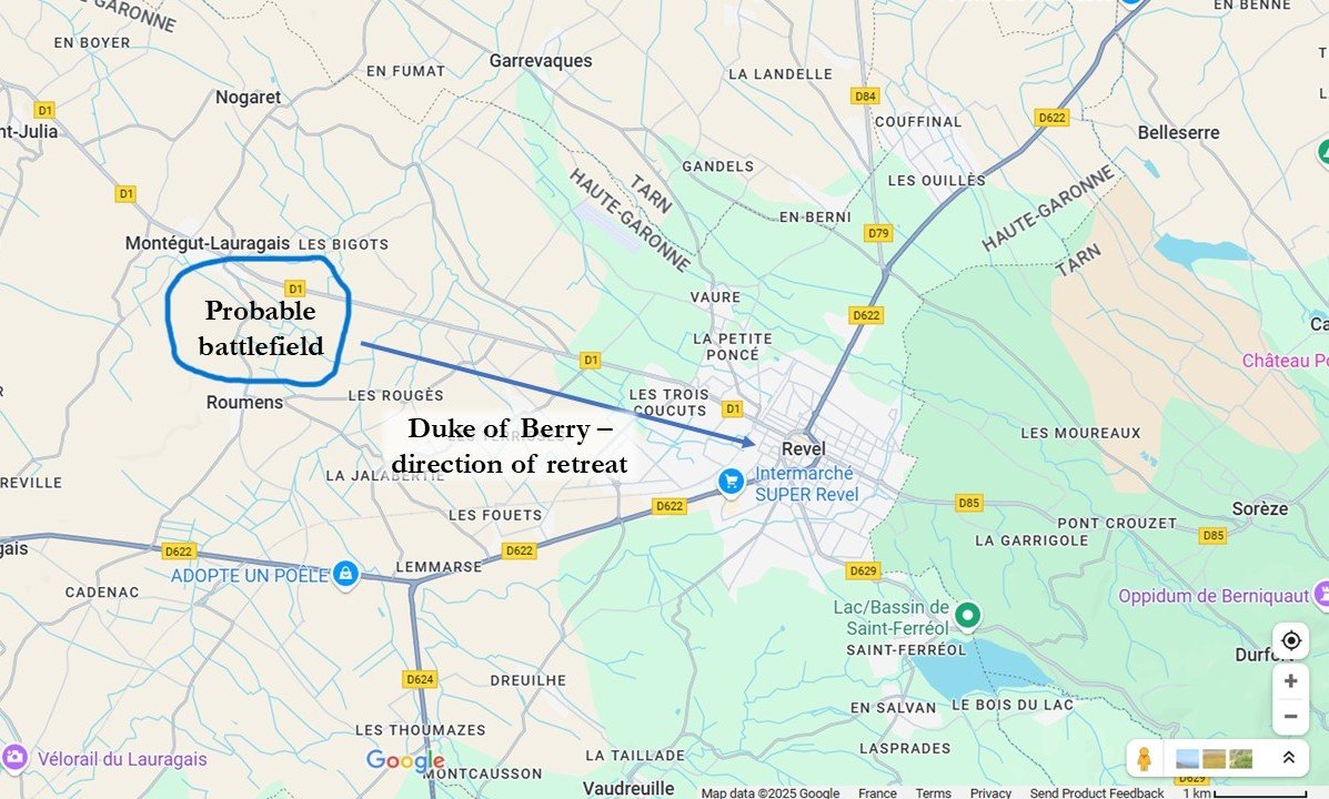 Map showing the location of the Battle of Revel, 1381.