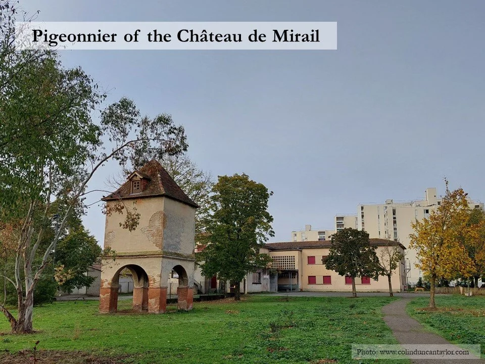 A pigeonnier, or dovecote, on arcades stands in the park of the 17th-century Château de Mirail in Toulouse.