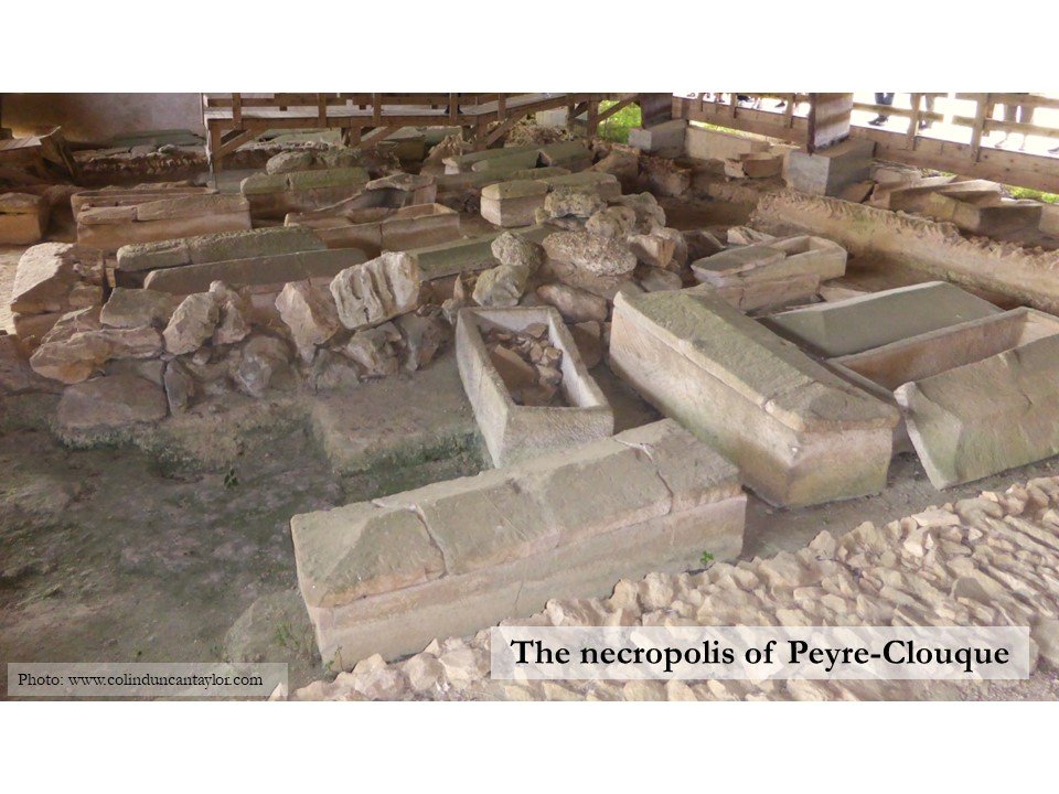 Some of the 52 stone coffins dating from the 6th century CE discovered in the necropolis of Peyre-Clouque.