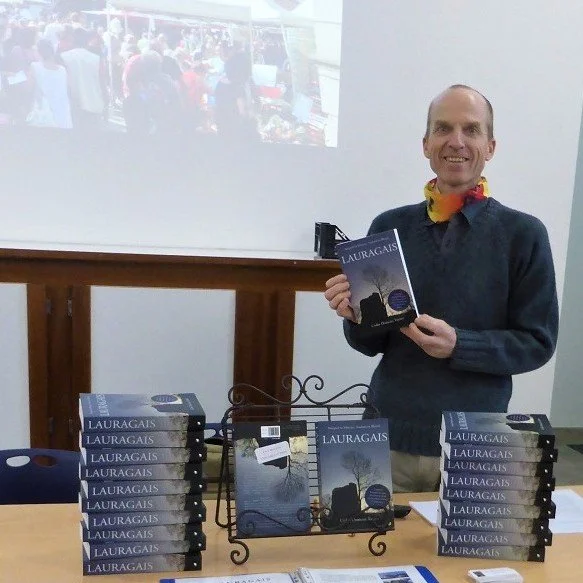 Author Colin Duncan Taylor giving a talk about his book 'Lauragais'.