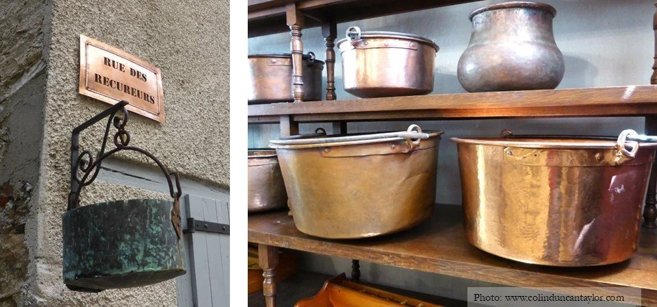 Copper utensils made in Durfort.