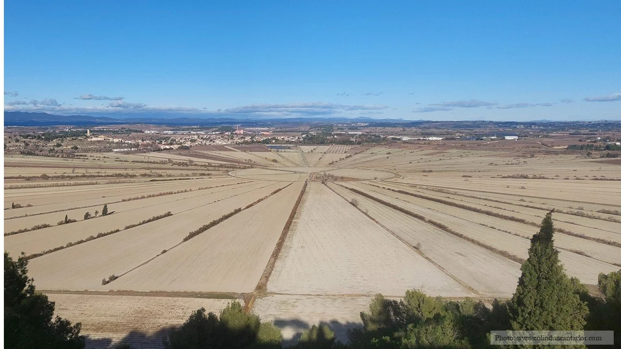 The Montady field system in winter (December).