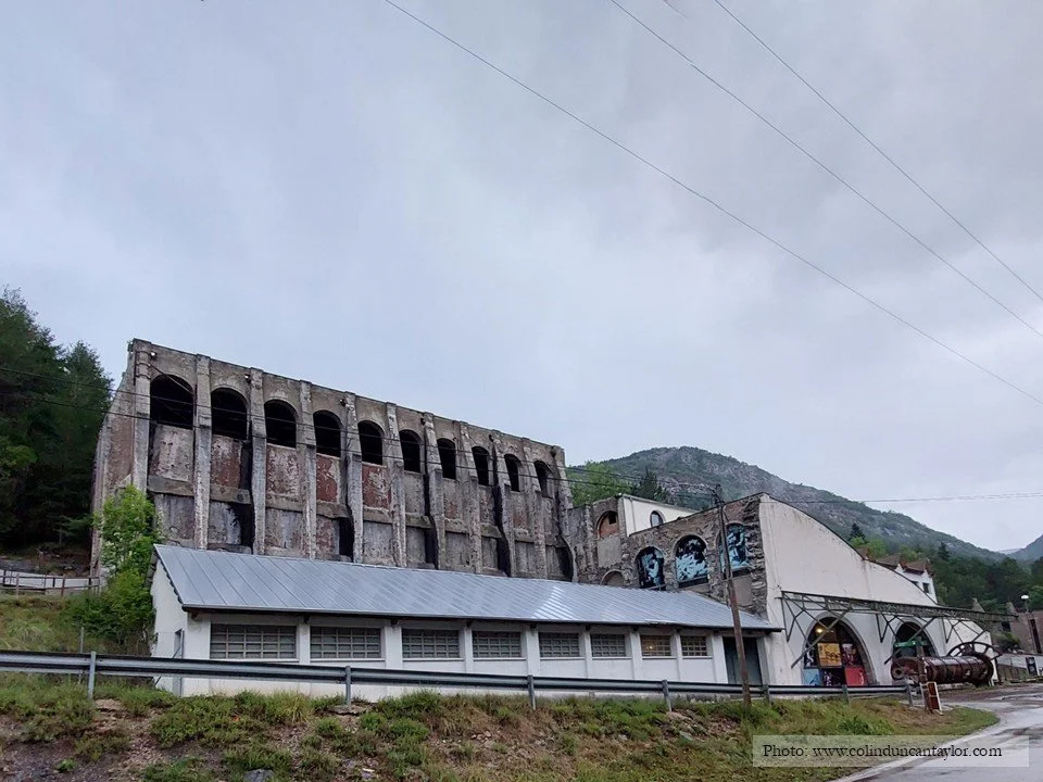 The facade of the Asland cement factory, La Pobla de Lilltet.