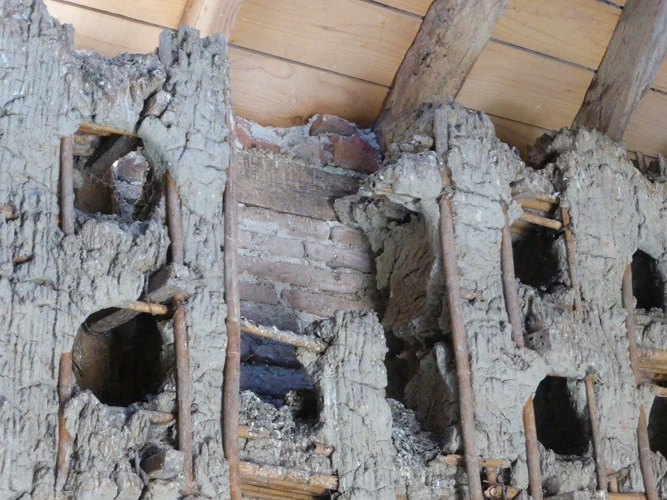 Close-up of the nesting niches inside the pigeonnier at Saint Germain-des-Pres.