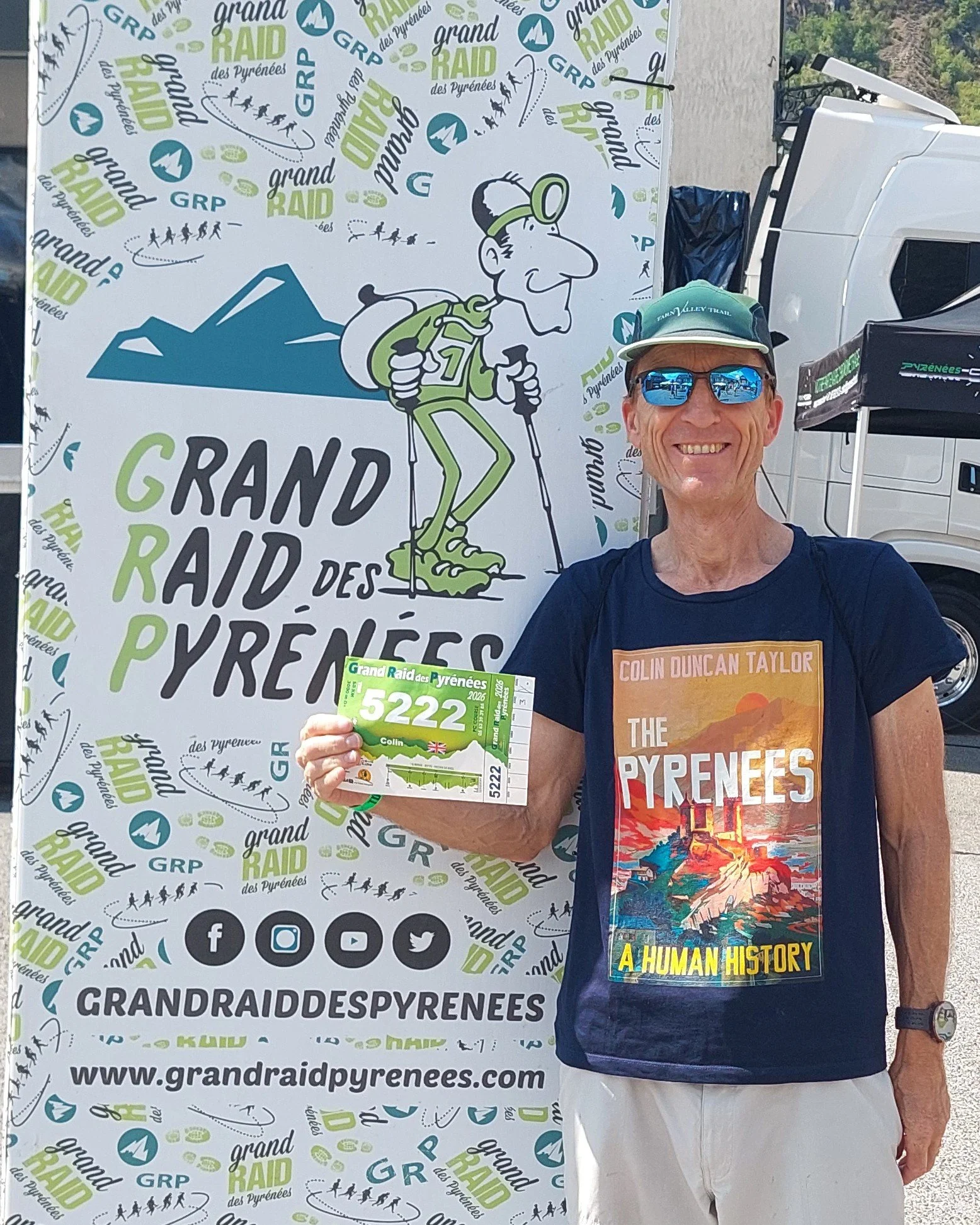 Author Colin Duncan Taylor at the start of the 2026 Grand Raid des Pyrenees trail running race.