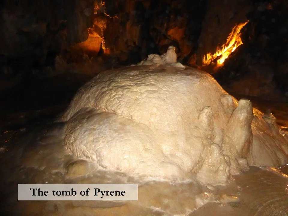 The stalagmite known as the Tomb of Pyrene inside the Grotte de Lombrives.